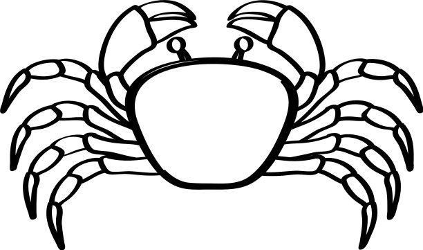 单色线轮廓与蟹图片下载