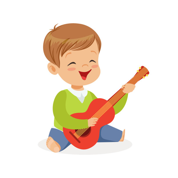 可爱的小男孩坐在地板上玩图片下载