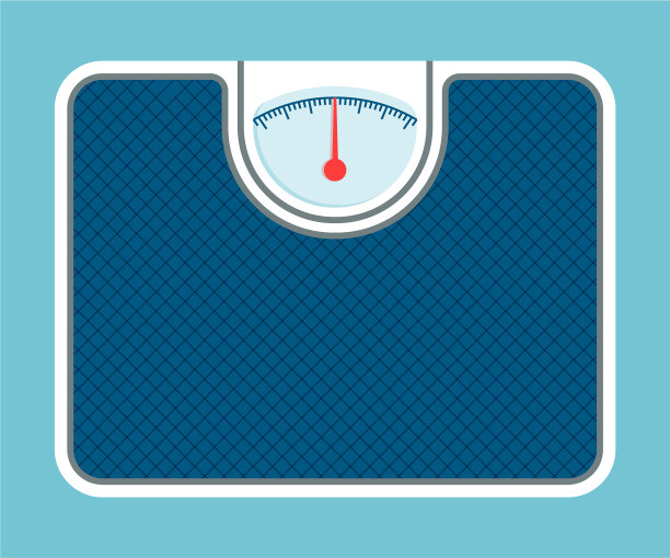 称重秤模型孤立在蓝色背景图片下载