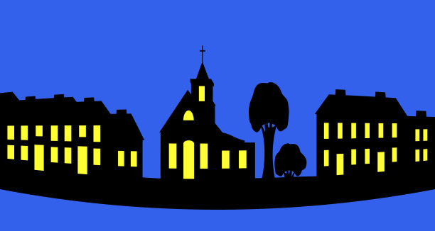 夜城的剪影图片下载