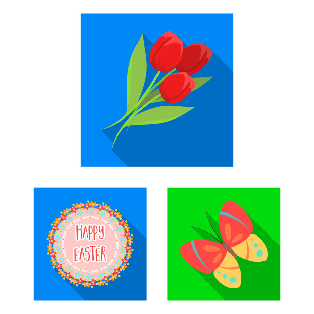 复活节是基督教节日中的扁平图标集图片下载