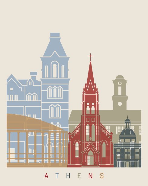 雅典的天际线的海报图片下载