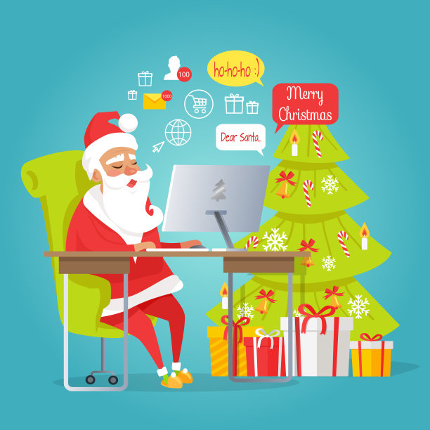 圣诞老人寄信给圣诞老人读信图片下载