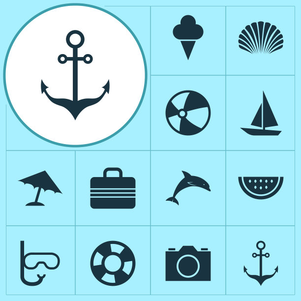 季节图标集合哺乳动物海螺图片下载