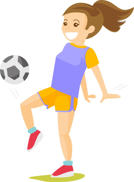年轻的白人女子在踢足球图片下载
