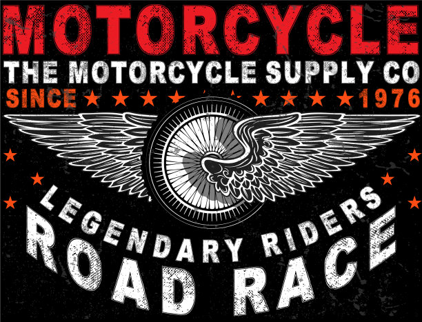 复古摩托车海报t恤平面设计图片下载