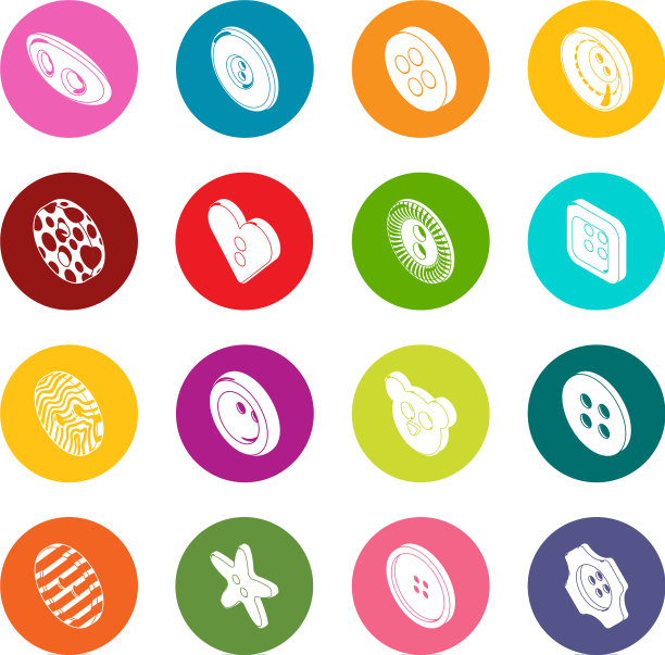 衣服按钮图标设置了彩色的圆圈图片下载