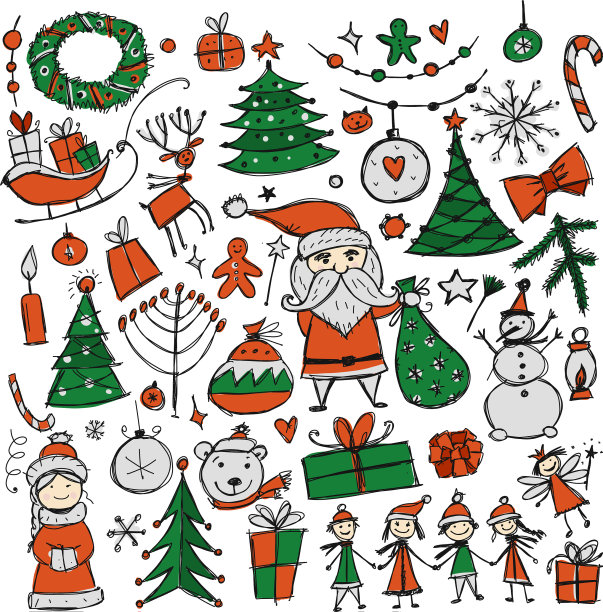 圣诞布景草图为您的设计图片下载