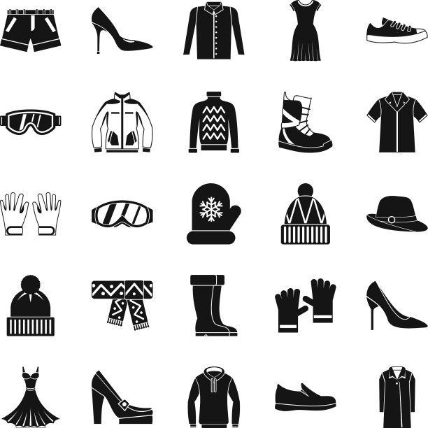 服装销售图标设置简单的风格图片下载