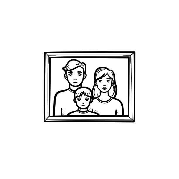 家庭相框手绘素描图标图片下载