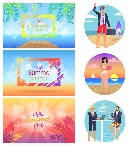 炎热的夏天自由职业者设置图片下载