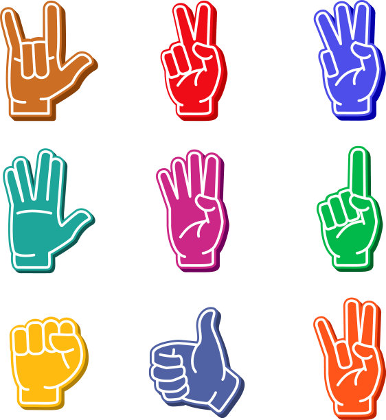 泡沫手指彩色图标设置图片下载