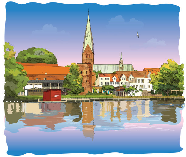 吕贝克的圣玛丽教堂色彩斑斓图片下载