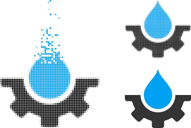 破碎的像素半色调水服务图标图片下载