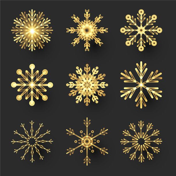金色雪花设计元素图片下载