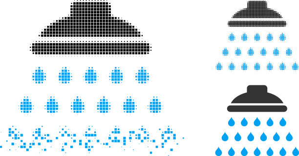 分解像素半色调淋浴图标图片下载