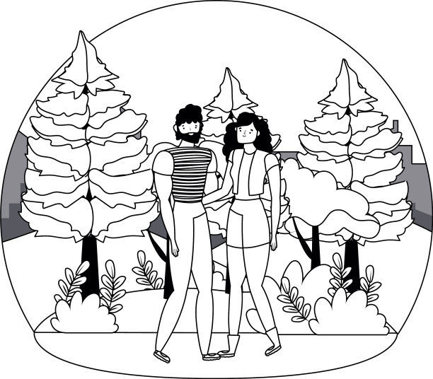 一对男女卡通设计图片下载