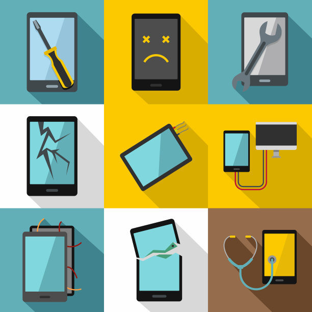 修理手机固定图标设置平面风格图片下载