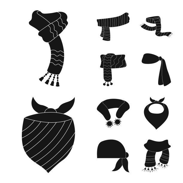 孤立对象的围巾和围巾图标集图片下载