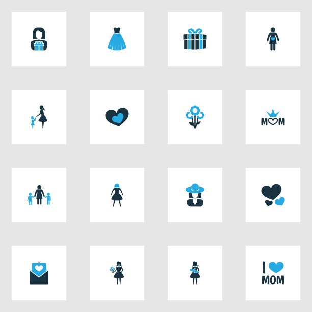 母亲节彩色图标设计概念套图片下载