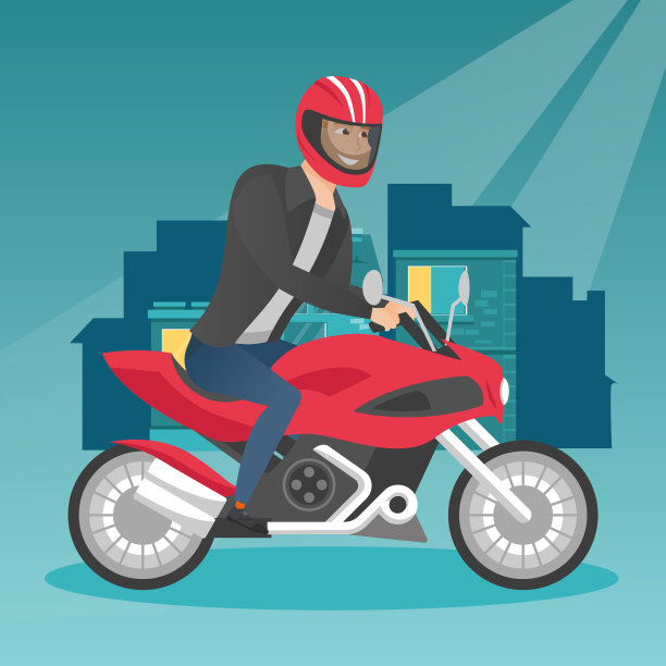 一个年轻的白人晚上骑摩托车图片下载