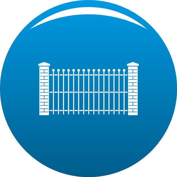 砖和金属栅栏图标蓝色图片下载