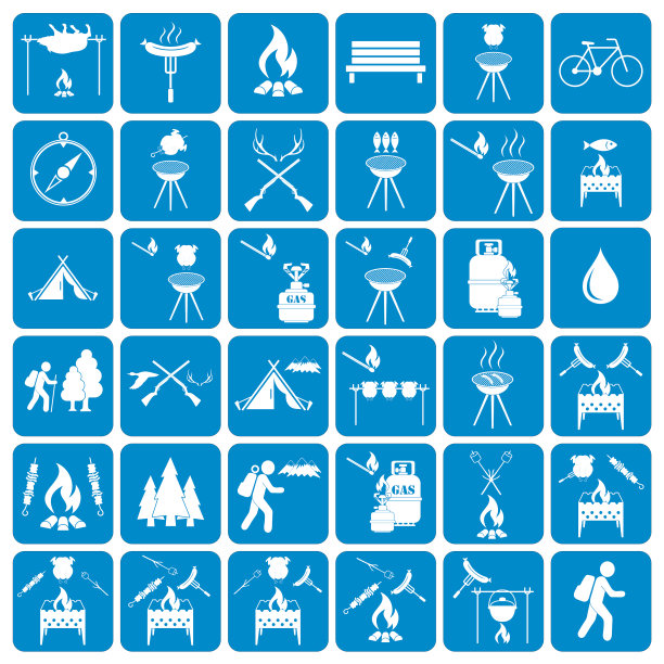 一套露营设备图标图片下载