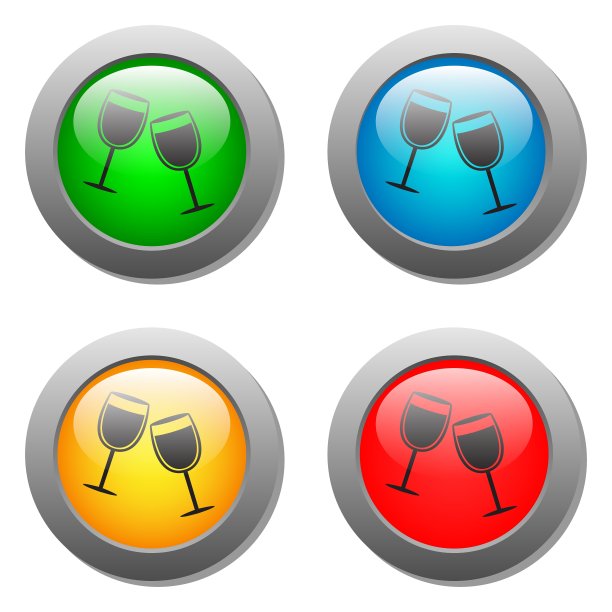 酒杯图标玻璃按钮设置图片下载