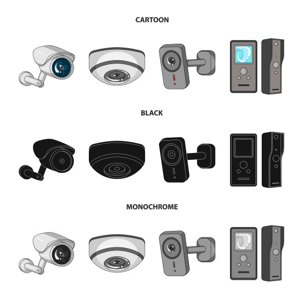 闭路电视和摄像机符号的孤立对象图片下载