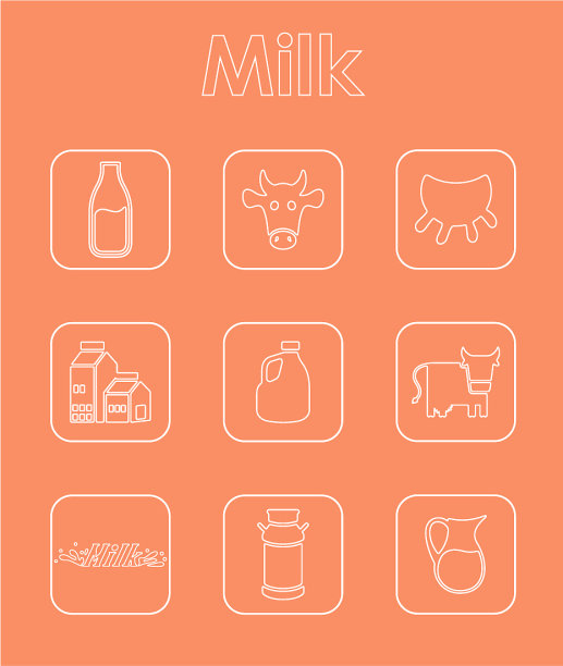 一组牛奶简单的图标图片下载