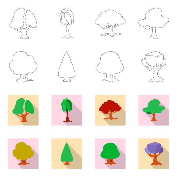 树和自然标志集图片下载