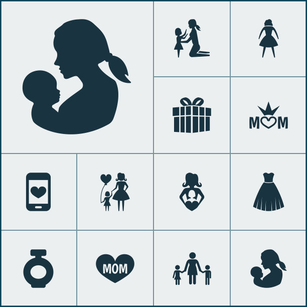 母亲节图标设计概念集12个这样图片下载
