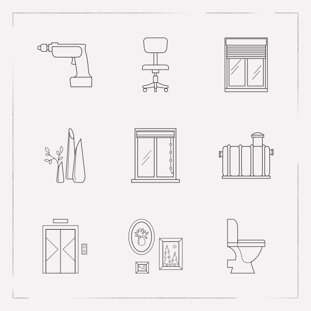 一套装饰用的图标线条样式符号图片下载