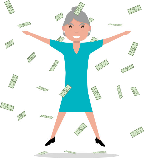 卡通祖母跳落的钱图片下载