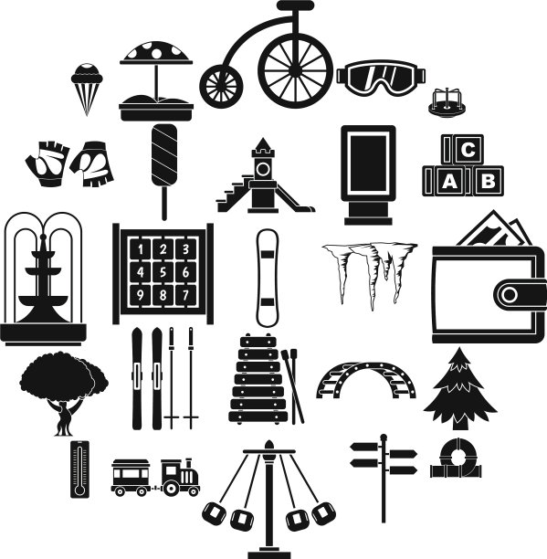 儿童娱乐图标设置简单的风格图片下载