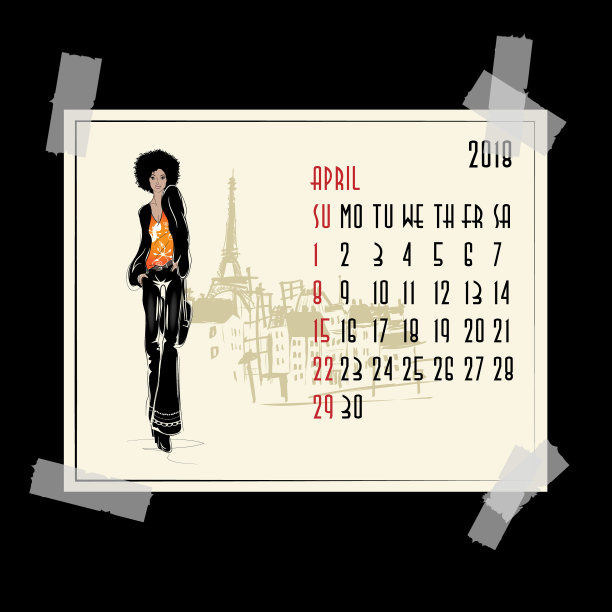 美国和加拿大的四月日历图片下载