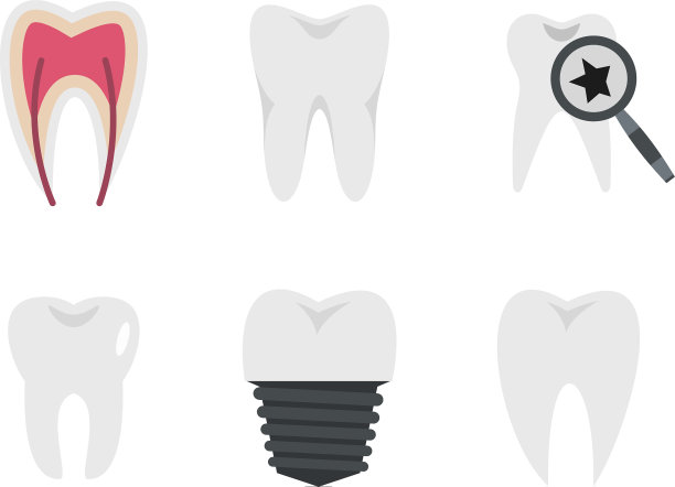 牙齿图标设置扁平样式图片下载