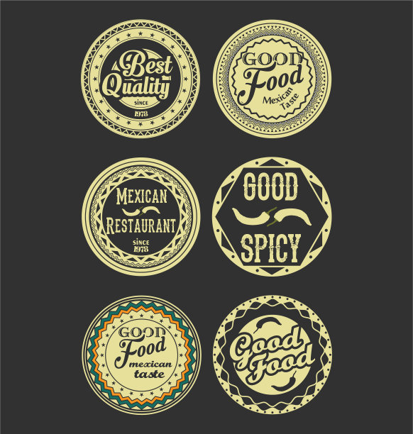 墨西哥设计复古的黑色和复古标签图片下载