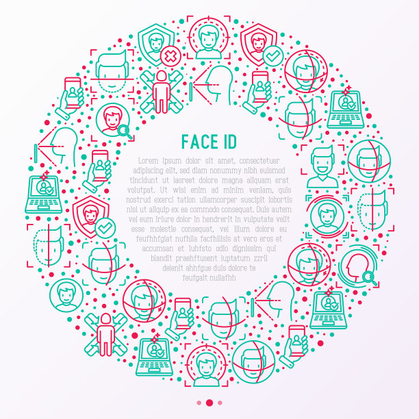 脸id概念在圆与细线图标图片下载