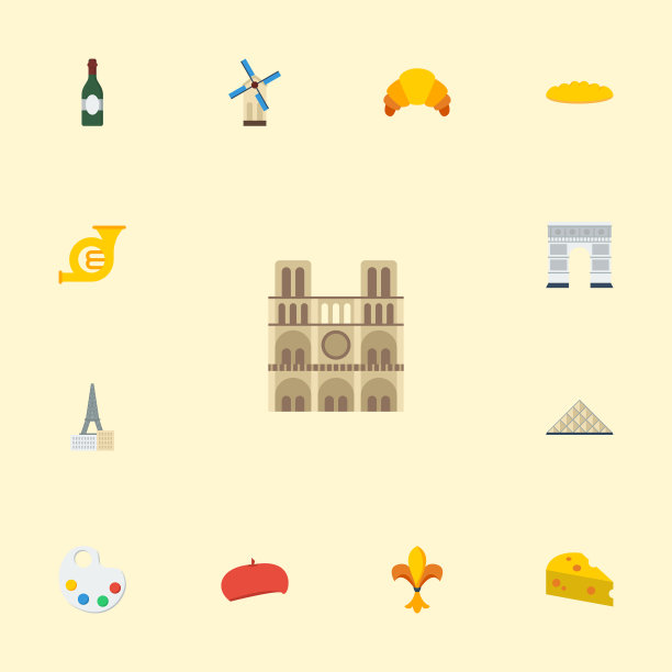 平面图标装饰调色板帽等图片下载