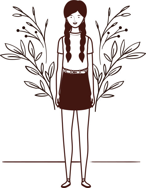 剪影女子站在风景中图片下载