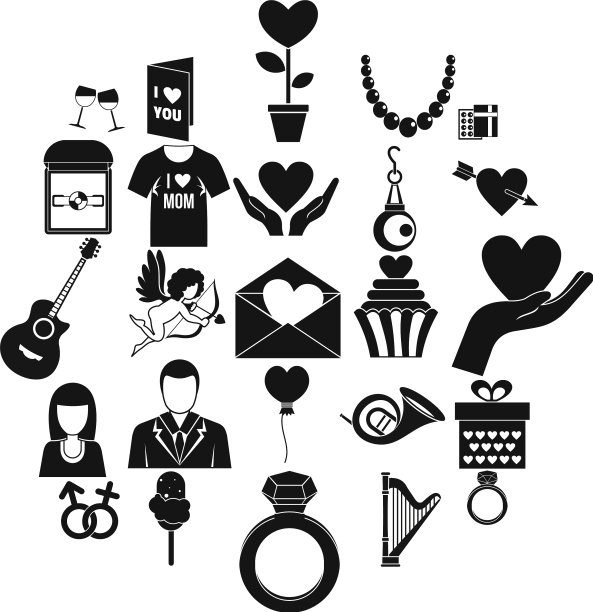 婚礼服装图标设置简单的风格图片下载