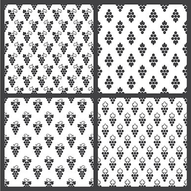 一套单色无缝葡萄图案图片下载