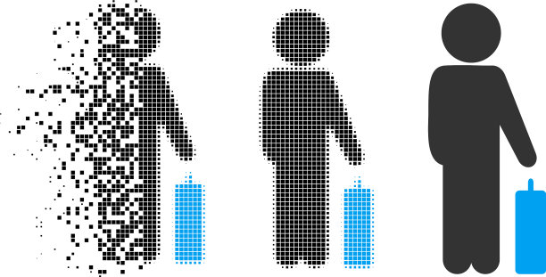 破坏点半色调儿童行李图标图片下载