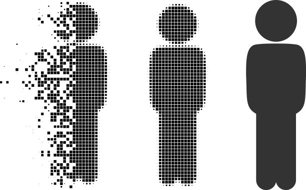 移动像素半色调儿童站姿图标图片下载