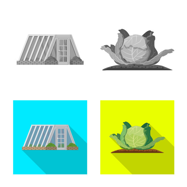 设计温室和植物标志集图片下载