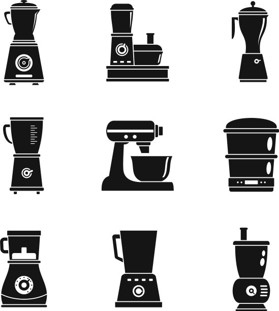 食品加工机图标设置简单风格图片下载