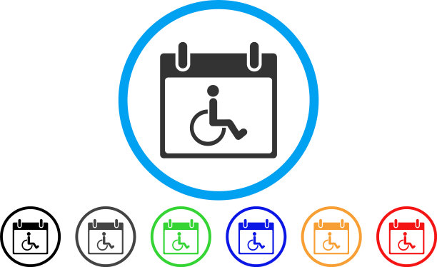 残疾人日历日圆形图标图片下载