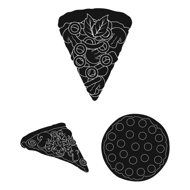 不同的披萨黑色图标集合图片下载