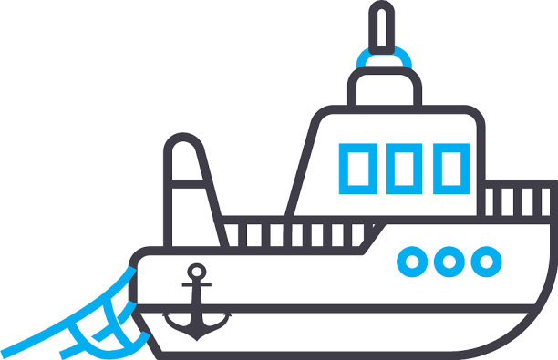 渔船细线笔划图标图片下载